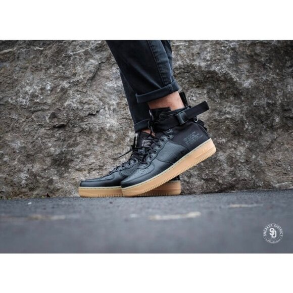 Nike SF Air Force 1 Mid size 8 Black/Gum Urban Utility Sneakers - Picture 1 of 16